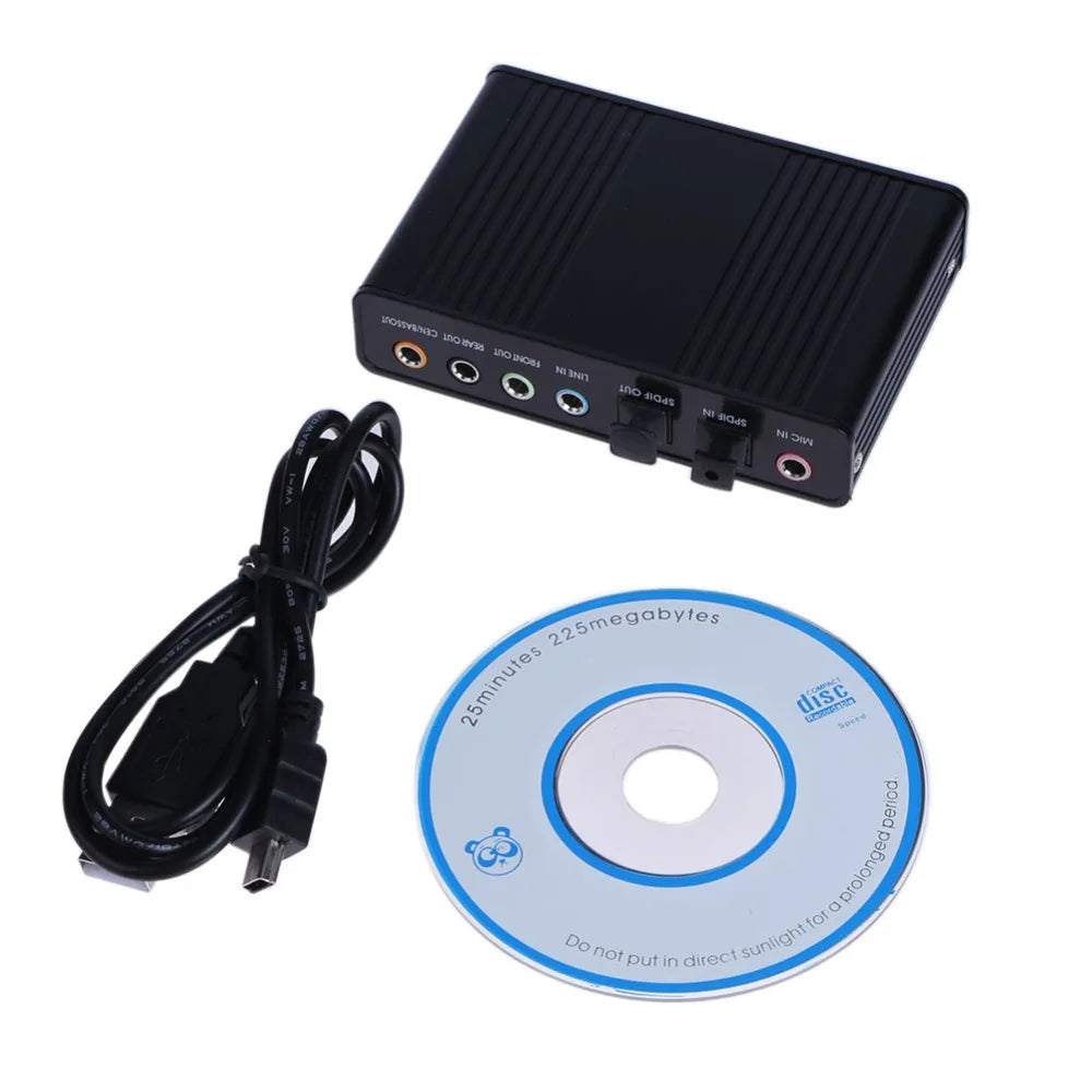 External Sound Card USB 7 Channel 5.1 For PC with Driver CD + USB Cabler