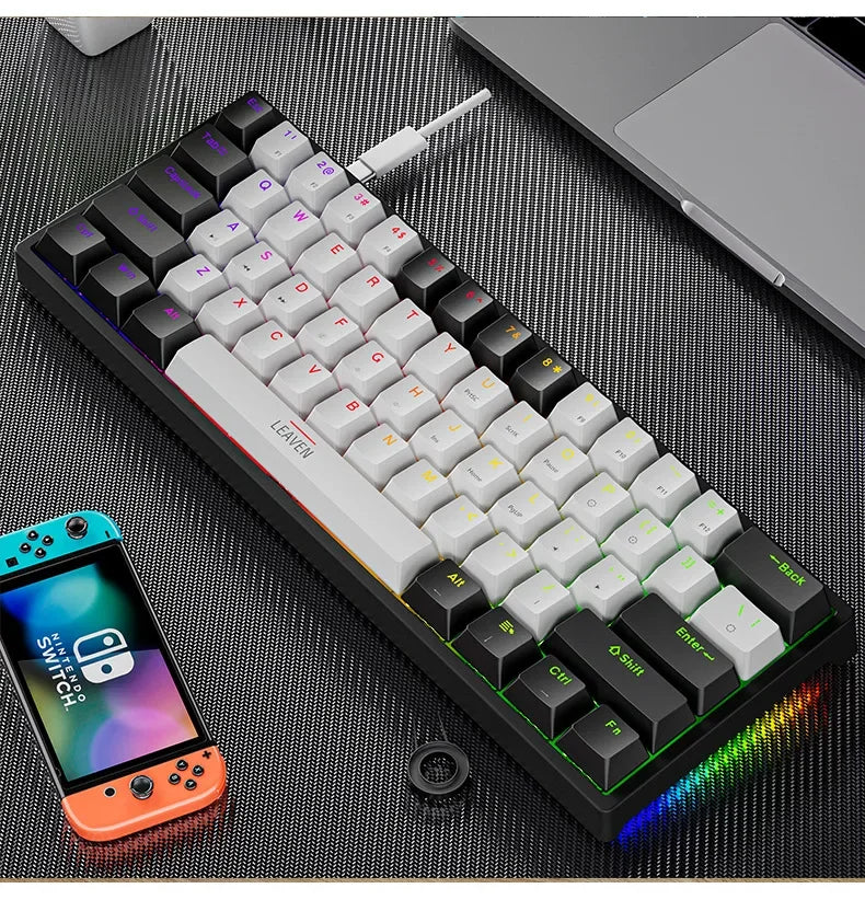 Mini Gaming Mechanical Keyboard 61 Keys RGB Hotswap Type-C Wired