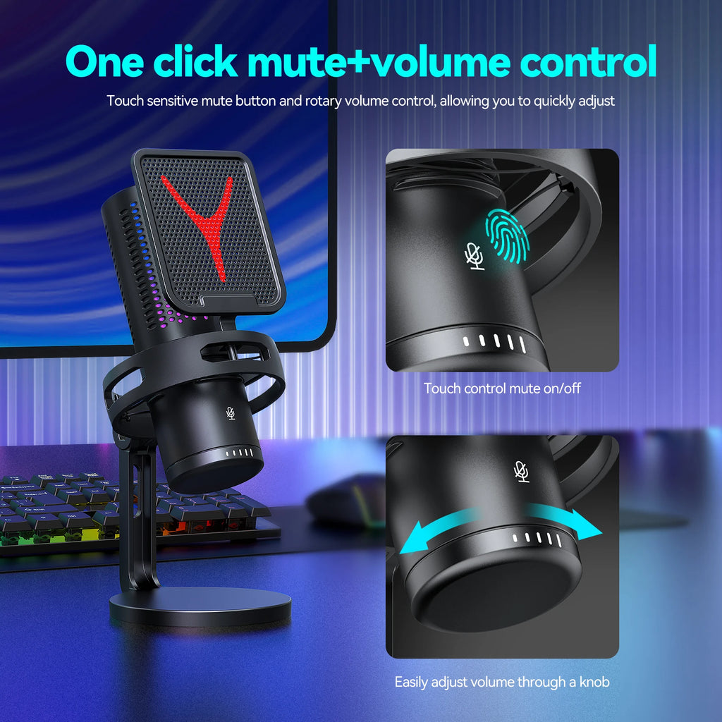 Professional Gaming Condenser Mic - RGB/USB/Wired