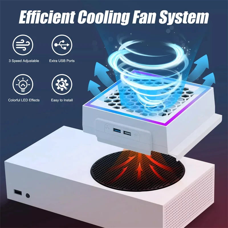 LED Cooling Fan Adjustable 5V 2.4A 7 Lighting Modes For Xbox Series S