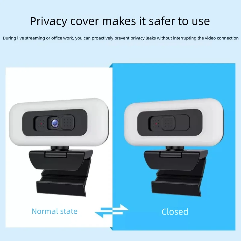 4K Webcam with Light Full HD w/ Microphone for Live Streaming