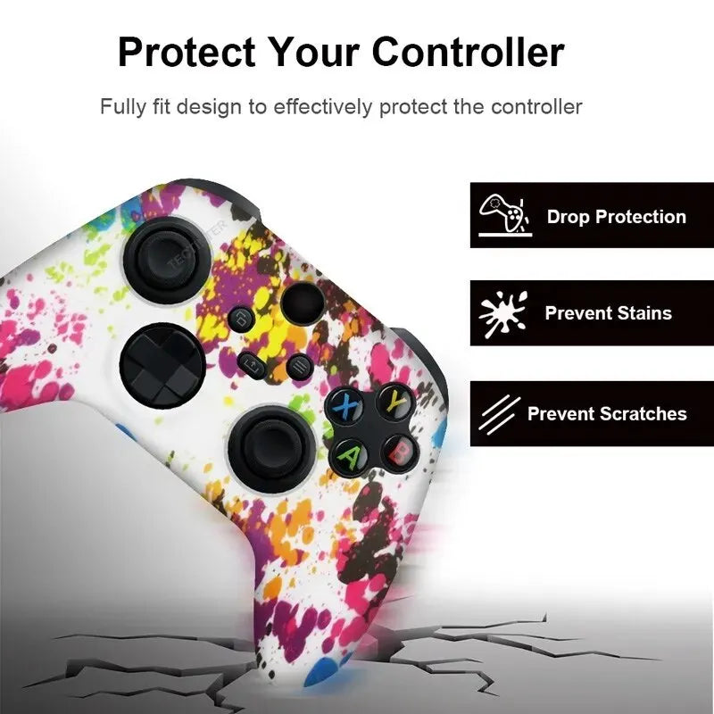 Soft Silicone Case For Xbox Series X/S GamePad w/ Thumb Grips Caps