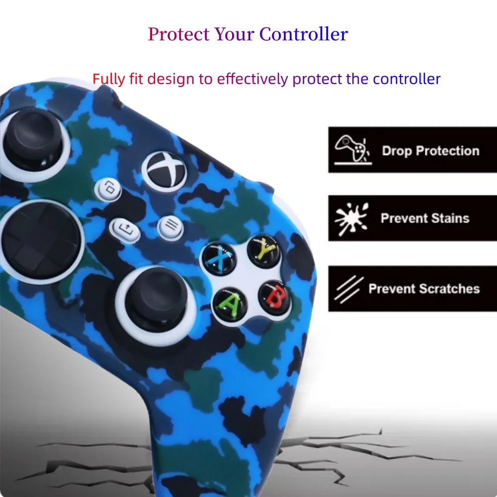 Anti-slip Protective Cover Case For XBOX Series X/S Gamepad W/ Thumb Stick Grip Cap