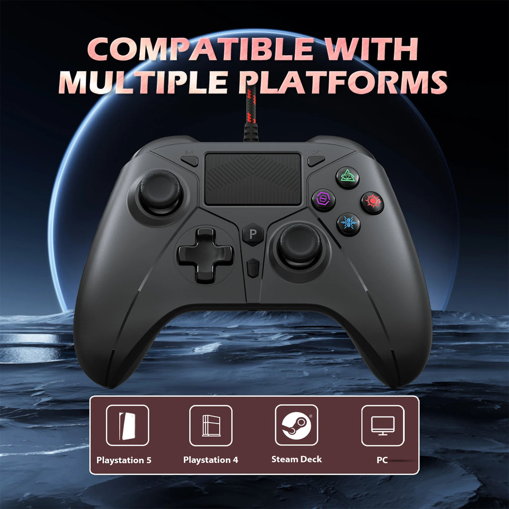 Wired Gamepad for PS5&PC With Turbo Touchpad Hall Trigger