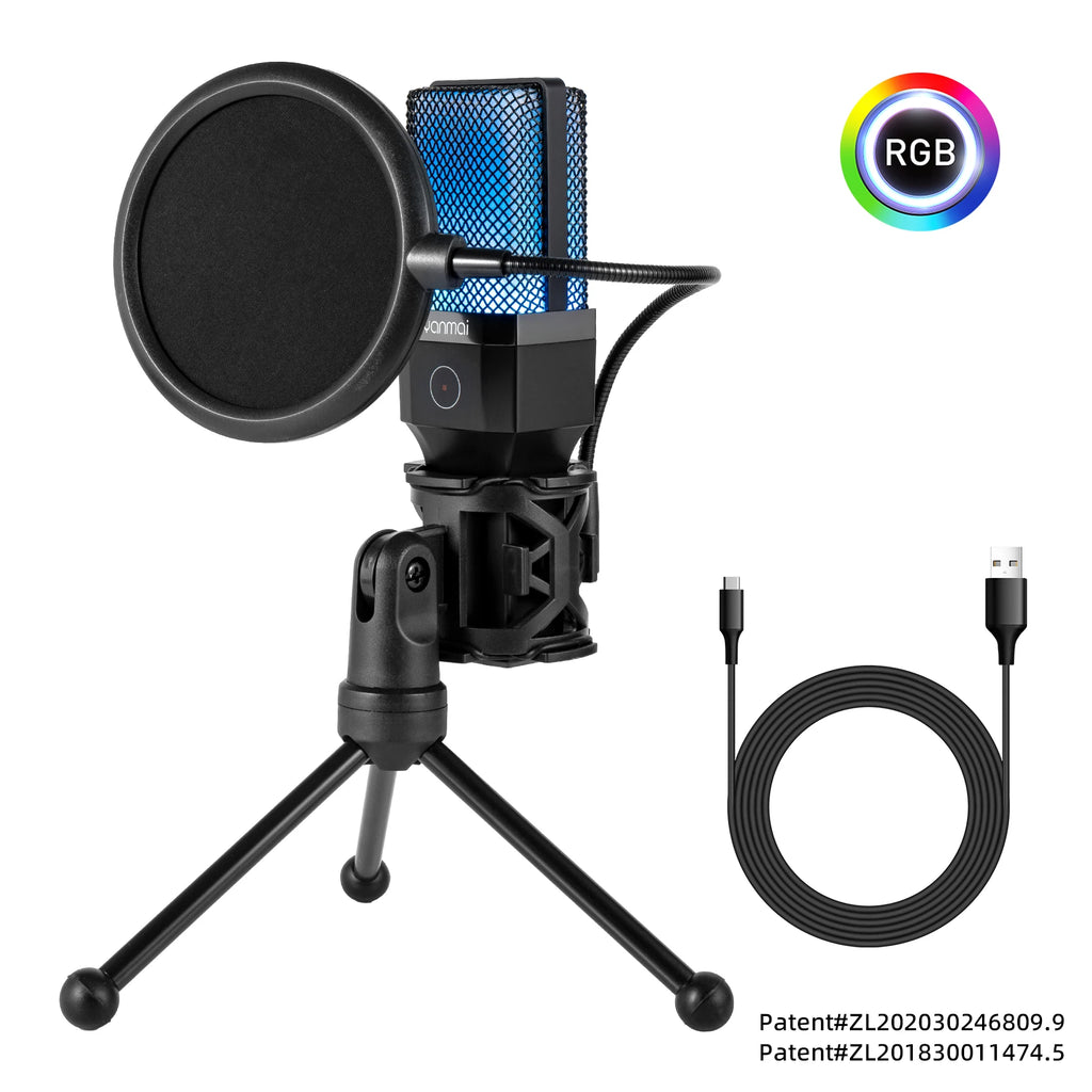Professional Gaming Condenser Mic - RGB/USB/Wired
