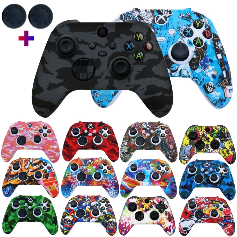 Anti-slip Protective Cover Case For XBOX Series X/S Gamepad W/ Thumb Stick Grip Cap
