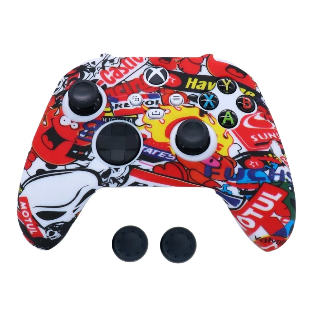 Anti-slip Protective Cover Case For XBOX Series X/S Gamepad W/ Thumb Stick Grip Cap