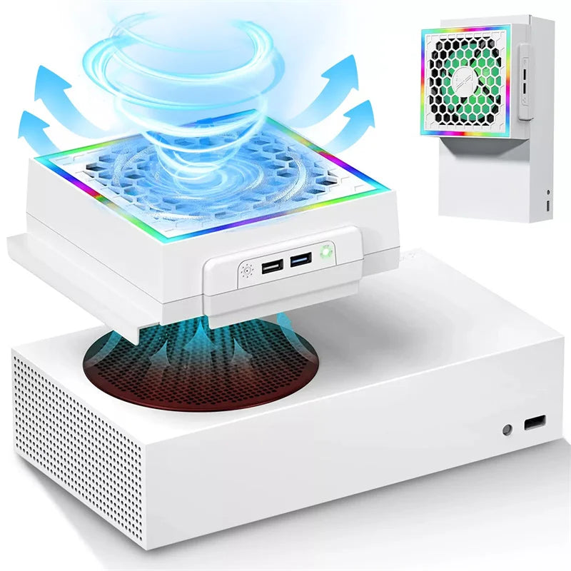 LED Cooling Fan Adjustable 5V 2.4A 7 Lighting Modes For Xbox Series S