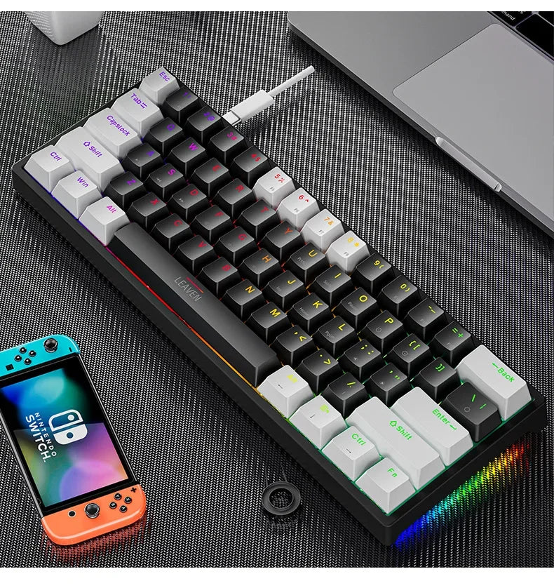 Mini Gaming Mechanical Keyboard 61 Keys RGB Hotswap Type-C Wired