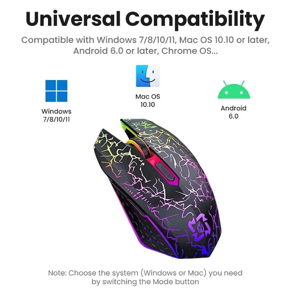 Bluetooth RGB 2.4G Wireless Dual-Mode Gaming Mouse 6 Buttons Silent