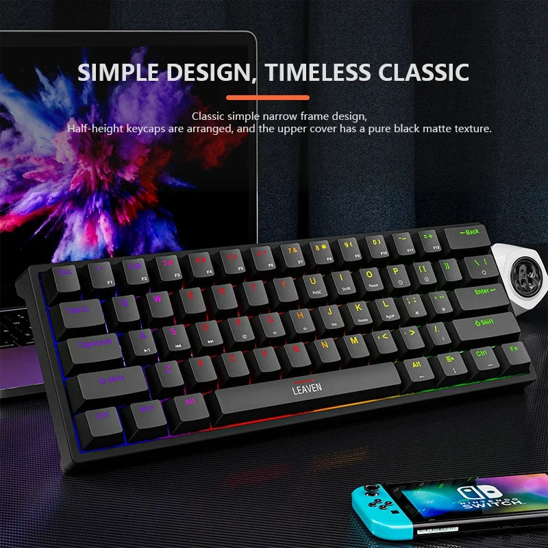 Mini Gaming Mechanical Keyboard 61 Keys RGB Hotswap Type-C Wired