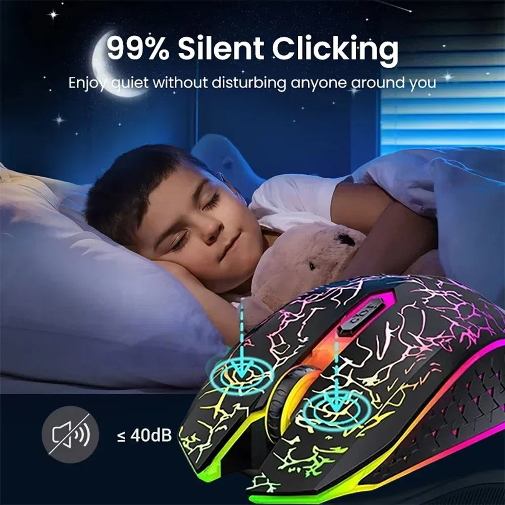 Bluetooth RGB 2.4G Wireless Dual-Mode Gaming Mouse 6 Buttons Silent