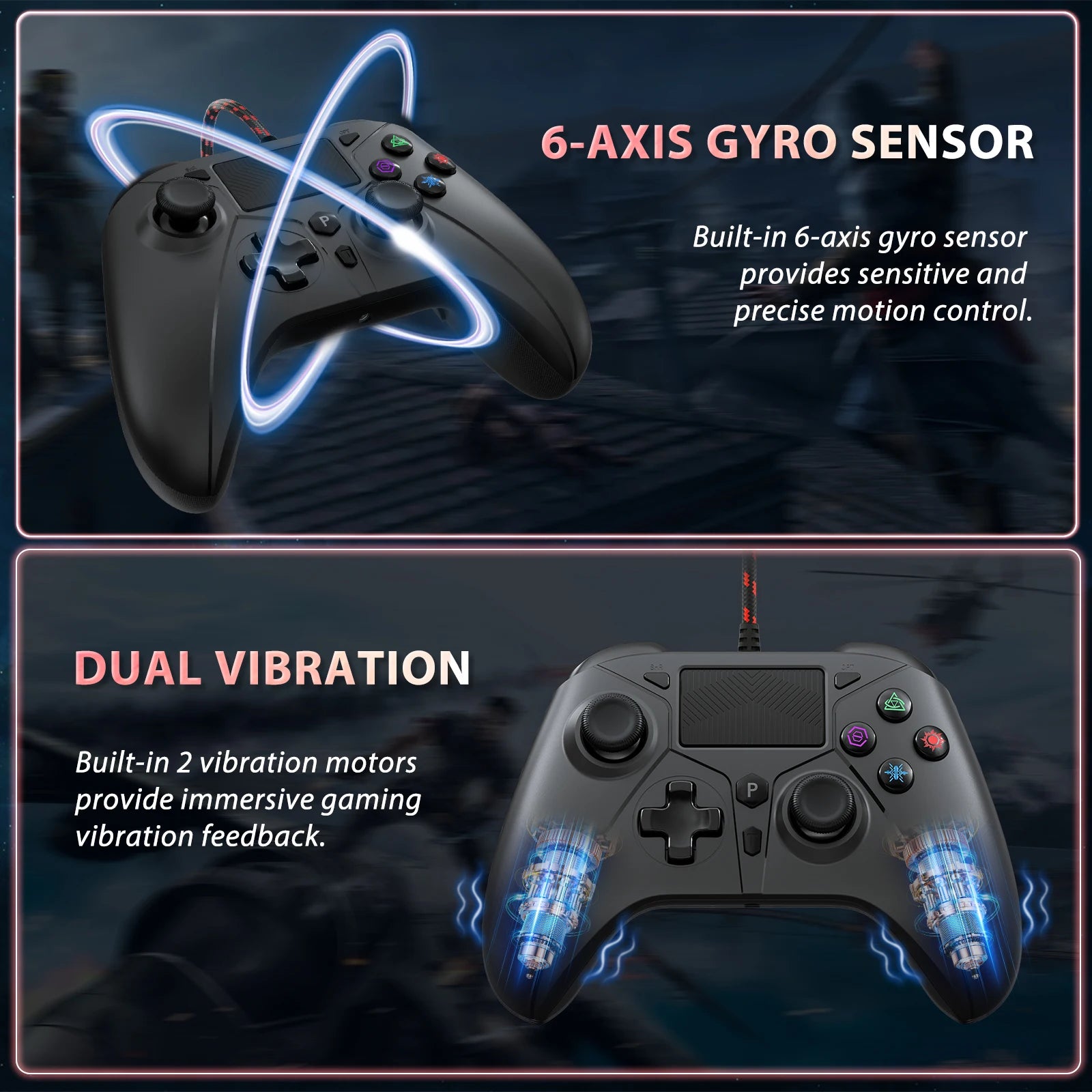 Wired Gamepad for PS5&PC With Turbo Touchpad Hall Trigger