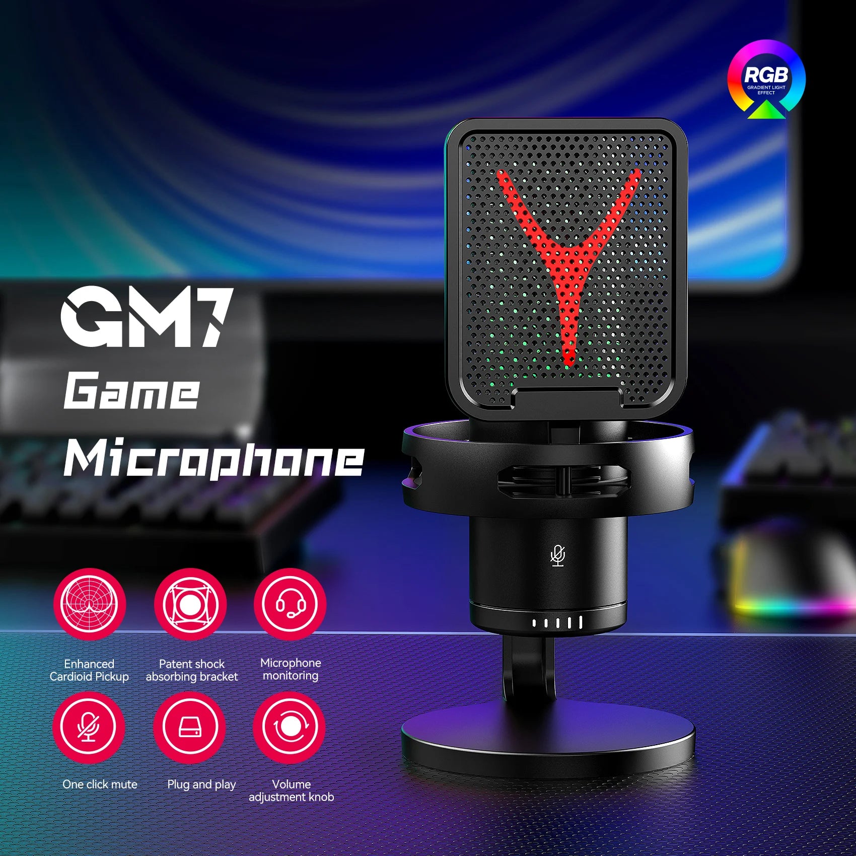 Professional Gaming Condenser Mic - RGB/USB/Wired