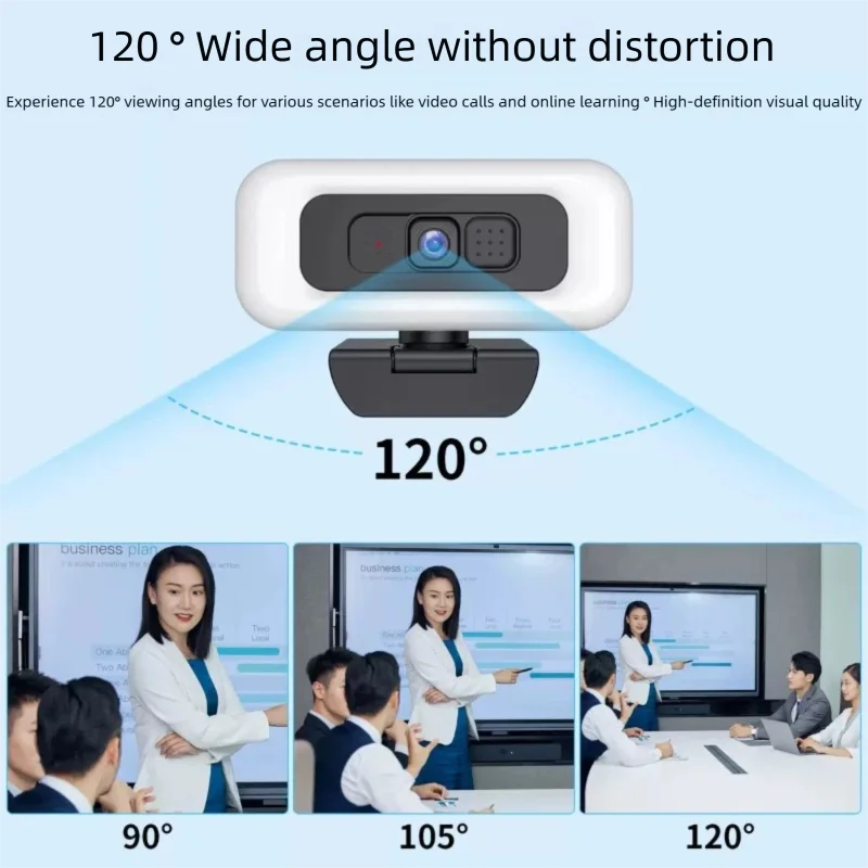 4K Webcam with Light Full HD w/ Microphone for Live Streaming