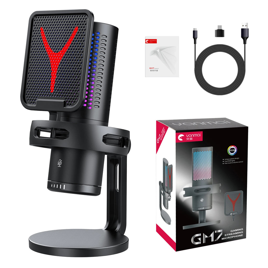 Professional Gaming Condenser Mic - RGB/USB/Wired
