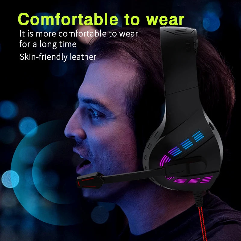 LED G4 Wired Gaming Headphones With Noise-cancelling Microphone Surround Sound 3.5mm