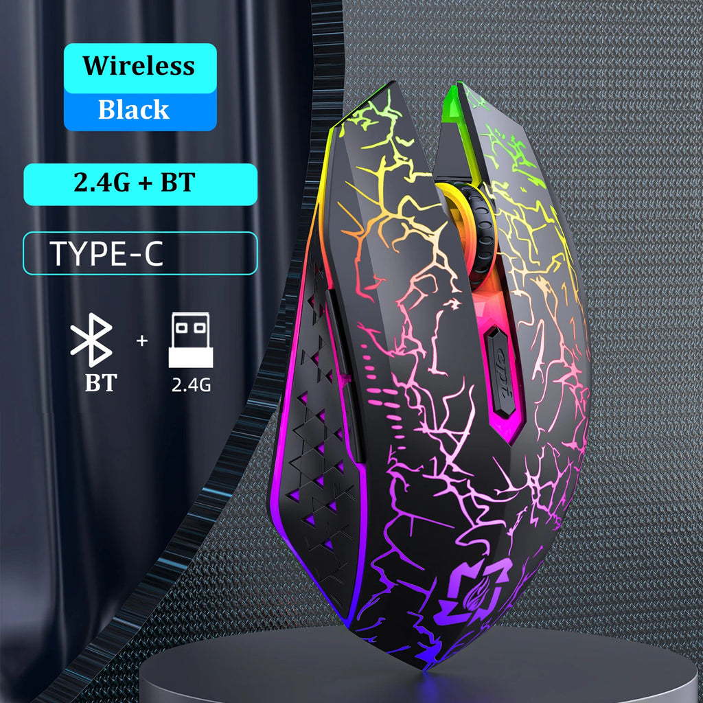 Bluetooth RGB 2.4G Wireless Dual-Mode Gaming Mouse 6 Buttons Silent