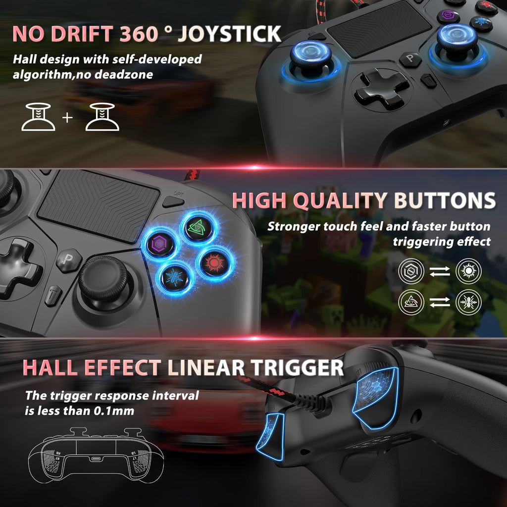 Wired Gamepad for PS5&PC With Turbo Touchpad Hall Trigger
