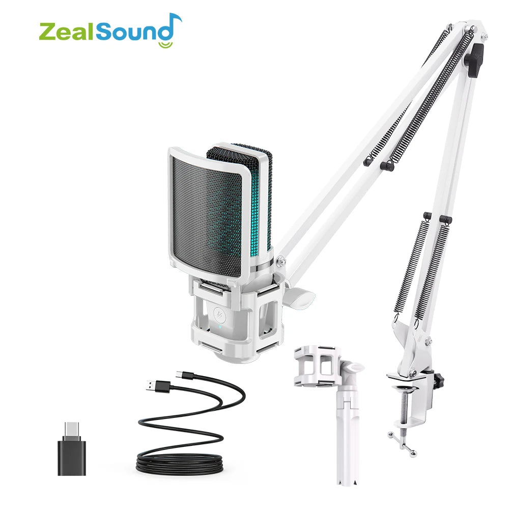 Haomuren Gaming Condenser Microphone With Articulated Arm - RGB - Tripod