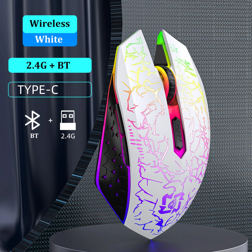 Bluetooth RGB 2.4G Wireless Dual-Mode Gaming Mouse 6 Buttons Silent