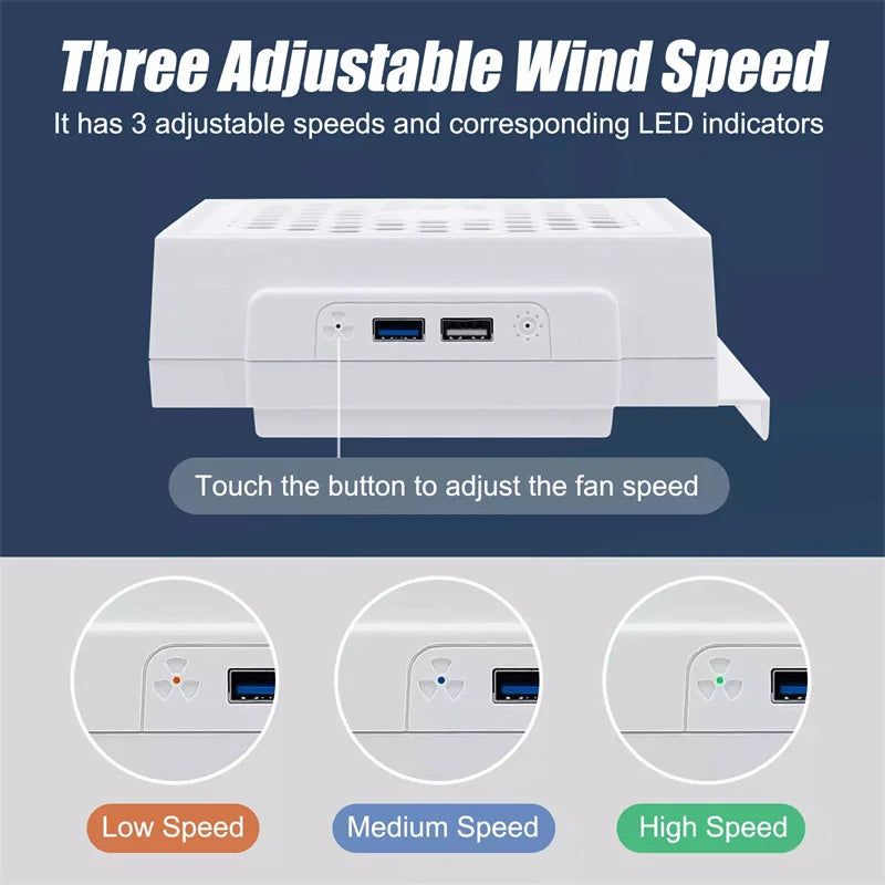 LED Cooling Fan Adjustable 5V 2.4A 7 Lighting Modes For Xbox Series S