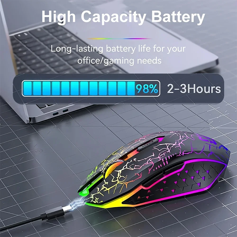 Bluetooth RGB 2.4G Wireless Dual-Mode Gaming Mouse 6 Buttons Silent