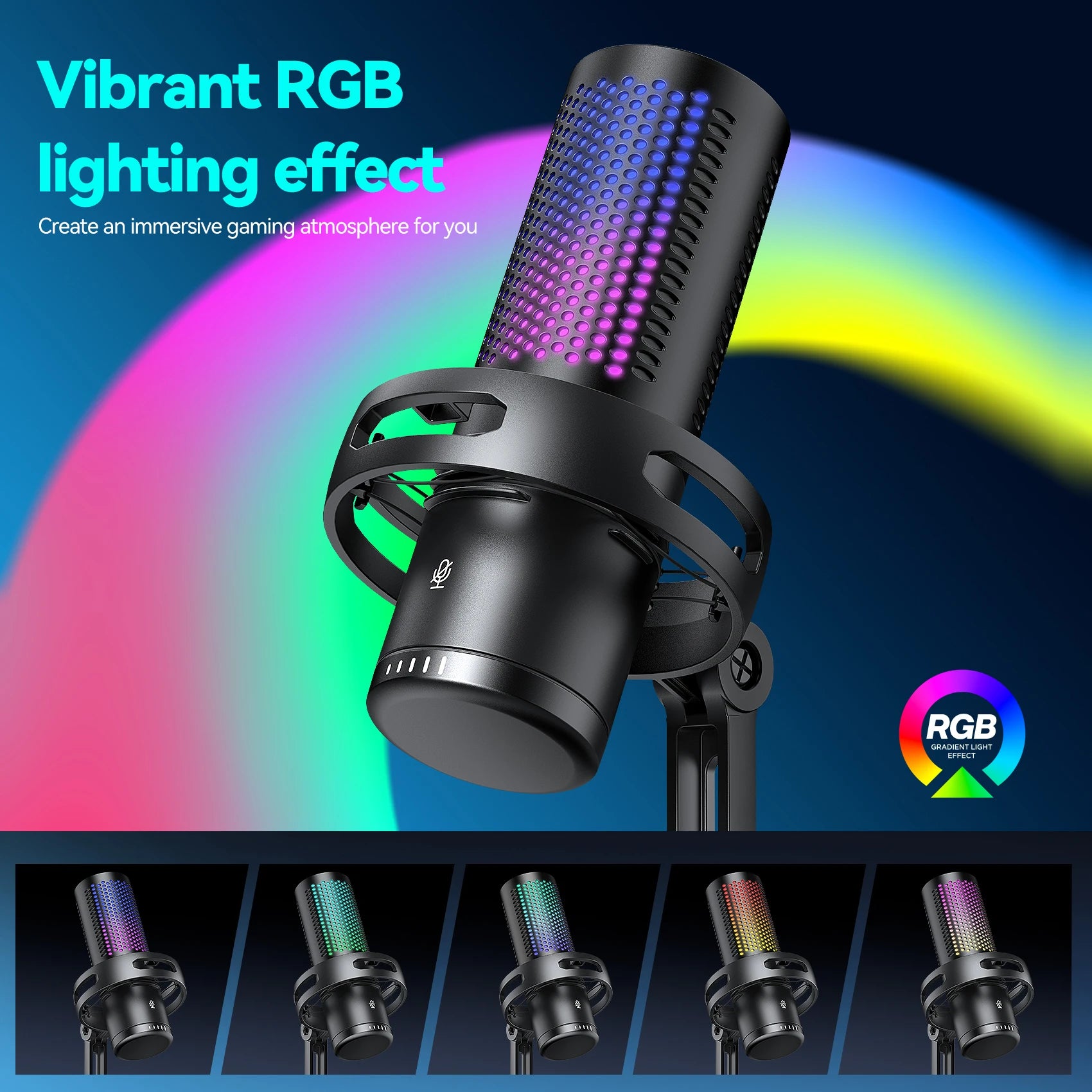 Professional Gaming Condenser Mic - RGB/USB/Wired